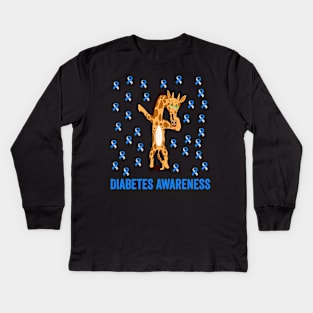 diabetes awareness - blue ribbon awareness - type 1 diabetes awareness Kids Long Sleeve T-Shirt